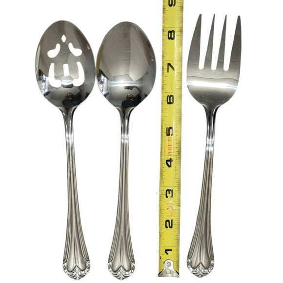 Hampton Silversmiths Katrinka Serving Set Spoons Pierced Spoon Fork Stainless - Picture 6 of 6